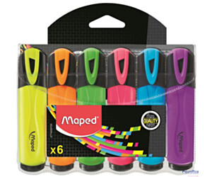 Zakreślacz FLUO PEPS mix kolorów 6szt etui z zawieszką MAPED 742557