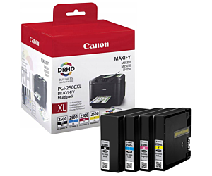 Zestaw czterech  tuszy  Canon PGI2500XL do  MB-5050/5350 bk70,9 ml ,kol 3x19,3ml