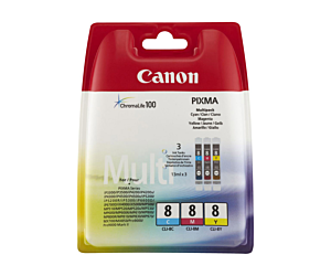 Zestaw trzech tuszy  Canon CLI8  do iP-4200/4300/5200, MP-500/600/800 | CMY
