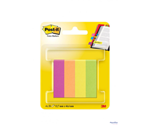 Znaczniki POST-IT (670-4-POP), papier, 12,7x44,4mm, 4x50 kart., zawieszka, mix kolorów