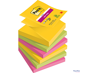 Bloczek samoprzylepny POST-IT Super sticky Z-Notes (R330-6SS-RIO), 76x76mm, 6x90 kart., paleta Rio de Janeiro