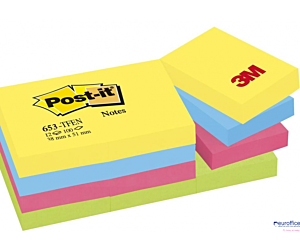 Bloczek samoprzylepny POST-IT (653-TFEN), 38x51mm, 12x100 kart., paleta energetyczna
