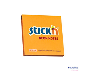 Bloczek STICK"N 76x76mm pomarańczowy neonowy 100k 21164 STICK"N