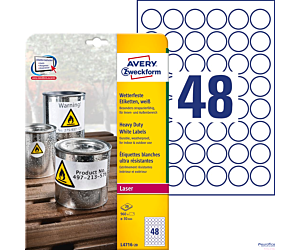 Etykiety Heavy Duty L4716-20 Q30 20 ark. białe trwałe, poliestrowe Avery Zweckform