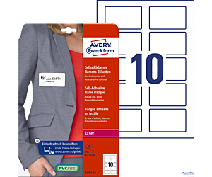 Samoprzylepne identyfikatory L4785-20 80x50 20ar Avery Zweckform, białe, sztuczny jedwab