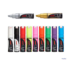 Marker z farbą kredową CHALK PWE-8K srebrny UNI UNPWE8K/6SR