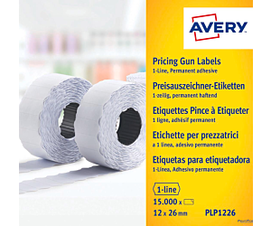 Etykiety cenowe do metkownic PLP1226 12x26 rolka do metkownicy jednorzędowej Avery Zweckform, trwałe, białe