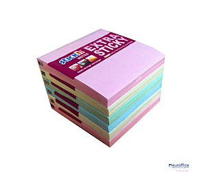 Notes samoprzylepny EXTRA STICKY 76x76mm 4 kol.pastel/90 kart.6szt. Stickin 21659