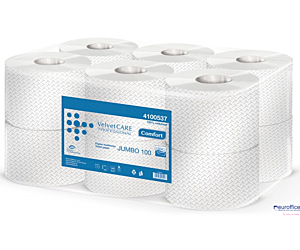 Papier toaletowy celuloza, 2 warstwy, biały, 100m - 800 listków (12szt) VELVET PROFESSIONAL JUMBO 4100537