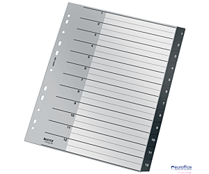 Przekładki Leitz Recycle 1 - 12, A4, PP, czarne 12090000