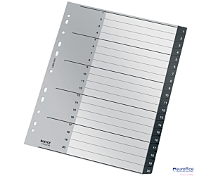Przekładki Recycle 1 - 20, A4, PP, czarne Leitz, 12110000