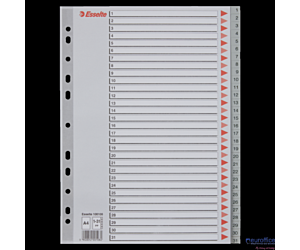 Przekładki plastikowe szare PP A4 1-31 100108 numeryczne ESSELTE