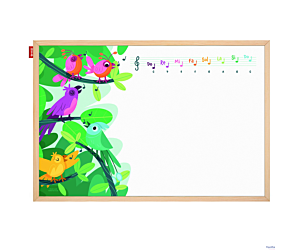 Tablica edukacyjna MemoBe, WHITEBOARDGAME: Music adventure!, nadruk WESOŁE NUTKI Z PTASZKAMI, rama drewniana, PL, 60x40 cm MTM060040.MU01.01.51