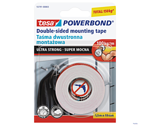 Taśma montażowa dwustronna 55791-00003-01 Powerband 1.5mx19mm Super mocna