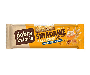 baton dobra kaloria ŚNIADANIE 4 składniki (pł.owsiane, miód, orzeszki, sól)