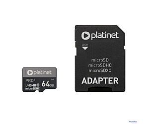 Karta pamięci Micro SDhc + adapter 64GB class10 UIII A1 90MB/s Platinet PMMSDX64UI