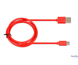Kabel do transferu danych i zasilania USB 2w1 TYP C czerwony 1m (2A) Ibox IKUMTCR